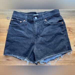 Levi's Black Jean Distressed High Waisted Shorts 26